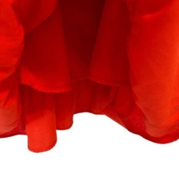 NWT E.SSUE | Women's Red Multi-Tiered Faux Wrap Ruffle Dress Size Small - Picture 6 of 11